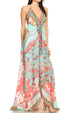 Vestido largo Sakkas Lizi para mujer, con cuello halter, corte alto y bajo, estilo pañuelo, para fiesta en la playa