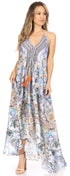 Vestido largo Sakkas Lizi para mujer, con cuello halter, corte alto y bajo, estilo pañuelo, para fiesta en la playa
