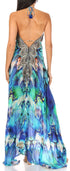 Vestido largo Sakkas Lizi para mujer, con cuello halter, corte alto y bajo, estilo pañuelo, para fiesta en la playa