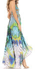 Vestido largo Sakkas Lizi para mujer, con cuello halter, corte alto y bajo, estilo pañuelo, para fiesta en la playa