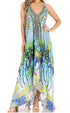 Vestido largo Sakkas Lizi para mujer, con cuello halter, corte alto y bajo, estilo pañuelo, para fiesta en la playa