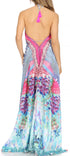 Vestido largo Sakkas Lizi para mujer, con cuello halter, corte alto y bajo, estilo pañuelo, para fiesta en la playa