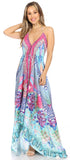Vestido largo Sakkas Lizi para mujer, con cuello halter, corte alto y bajo, estilo pañuelo, para fiesta en la playa