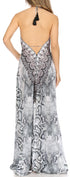 Vestido largo Sakkas Lizi para mujer, con cuello halter, corte alto y bajo, estilo pañuelo, para fiesta en la playa