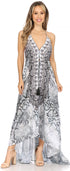 Vestido largo Sakkas Lizi para mujer, con cuello halter, corte alto y bajo, estilo pañuelo, para fiesta en la playa