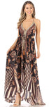 Vestido largo Sakkas Lizi para mujer, con cuello halter, corte alto y bajo, estilo pañuelo, para fiesta en la playa
