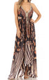 Vestido largo Sakkas Lizi para mujer, con cuello halter, corte alto y bajo, estilo pañuelo, para fiesta en la playa
