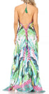 Vestido largo Sakkas Lizi para mujer, con cuello halter, corte alto y bajo, estilo pañuelo, para fiesta en la playa