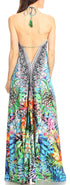 Vestido largo Sakkas Lizi para mujer, con cuello halter, corte alto y bajo, estilo pañuelo, para fiesta en la playa