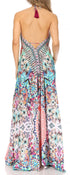 Vestido largo Sakkas Lizi para mujer, con cuello halter, corte alto y bajo, estilo pañuelo, para fiesta en la playa