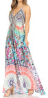 Vestido largo Sakkas Lizi para mujer, con cuello halter, corte alto y bajo, estilo pañuelo, para fiesta en la playa