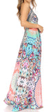 Vestido largo Sakkas Lizi para mujer, con cuello halter, corte alto y bajo, estilo pañuelo, para fiesta en la playa
