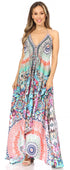 Vestido largo Sakkas Lizi para mujer, con cuello halter, corte alto y bajo, estilo pañuelo, para fiesta en la playa