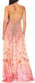 Vestido largo Sakkas Lizi para mujer, con cuello halter, corte alto y bajo, estilo pañuelo, para fiesta en la playa