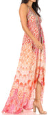 Vestido largo Sakkas Lizi para mujer, con cuello halter, corte alto y bajo, estilo pañuelo, para fiesta en la playa