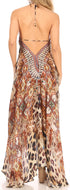 Vestido largo Sakkas Lizi para mujer, con cuello halter, corte alto y bajo, estilo pañuelo, para fiesta en la playa