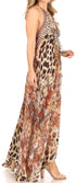 Vestido largo Sakkas Lizi para mujer, con cuello halter, corte alto y bajo, estilo pañuelo, para fiesta en la playa