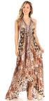 Vestido largo Sakkas Lizi para mujer, con cuello halter, corte alto y bajo, estilo pañuelo, para fiesta en la playa
