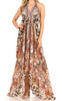 Vestido largo Sakkas Lizi para mujer, con cuello halter, corte alto y bajo, estilo pañuelo, para fiesta en la playa