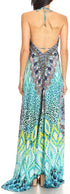Vestido largo Sakkas Lizi para mujer, con cuello halter, corte alto y bajo, estilo pañuelo, para fiesta en la playa
