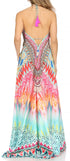 Vestido largo Sakkas Lizi para mujer, con cuello halter, corte alto y bajo, estilo pañuelo, para fiesta en la playa