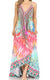 Vestido largo Sakkas Lizi para mujer, con cuello halter, corte alto y bajo, estilo pañuelo, para fiesta en la playa