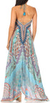 Vestido largo Sakkas Lizi para mujer, con cuello halter, corte alto y bajo, estilo pañuelo, para fiesta en la playa