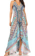 Vestido largo Sakkas Lizi para mujer, con cuello halter, corte alto y bajo, estilo pañuelo, para fiesta en la playa
