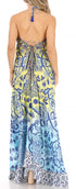 Vestido largo Sakkas Lizi para mujer, con cuello halter, corte alto y bajo, estilo pañuelo, para fiesta en la playa