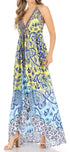 Vestido largo Sakkas Lizi para mujer, con cuello halter, corte alto y bajo, estilo pañuelo, para fiesta en la playa