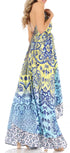 Vestido largo Sakkas Lizi para mujer, con cuello halter, corte alto y bajo, estilo pañuelo, para fiesta en la playa