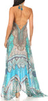 Vestido largo Sakkas Lizi para mujer, con cuello halter, corte alto y bajo, estilo pañuelo, para fiesta en la playa