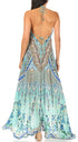 Vestido largo Sakkas Lizi para mujer, con cuello halter, corte alto y bajo, estilo pañuelo, para fiesta en la playa