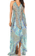Vestido largo Sakkas Lizi para mujer, con cuello halter, corte alto y bajo, estilo pañuelo, para fiesta en la playa