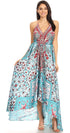 Vestido largo Sakkas Lizi para mujer, con cuello halter, corte alto y bajo, estilo pañuelo, para fiesta en la playa