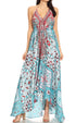 Vestido largo Sakkas Lizi para mujer, con cuello halter, corte alto y bajo, estilo pañuelo, para fiesta en la playa