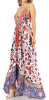 Vestido largo Sakkas Lizi para mujer, con cuello halter, corte alto y bajo, estilo pañuelo, para fiesta en la playa