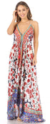 Vestido largo Sakkas Lizi para mujer, con cuello halter, corte alto y bajo, estilo pañuelo, para fiesta en la playa