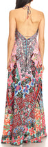 Vestido largo Sakkas Lizi para mujer, con cuello halter, corte alto y bajo, estilo pañuelo, para fiesta en la playa