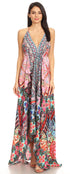 Vestido largo Sakkas Lizi para mujer, con cuello halter, corte alto y bajo, estilo pañuelo, para fiesta en la playa