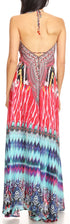 Vestido largo Sakkas Lizi para mujer, con cuello halter, corte alto y bajo, estilo pañuelo, para fiesta en la playa