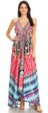 Vestido largo Sakkas Lizi para mujer, con cuello halter, corte alto y bajo, estilo pañuelo, para fiesta en la playa