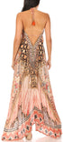 Vestido largo Sakkas Lizi para mujer, con cuello halter, corte alto y bajo, estilo pañuelo, para fiesta en la playa