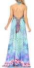 Vestido largo Sakkas Lizi para mujer, con cuello halter, corte alto y bajo, estilo pañuelo, para fiesta en la playa
