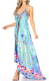 Vestido largo Sakkas Lizi para mujer, con cuello halter, corte alto y bajo, estilo pañuelo, para fiesta en la playa
