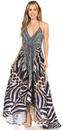 Vestido largo Sakkas Lizi para mujer, con cuello halter, corte alto y bajo, estilo pañuelo, para fiesta en la playa