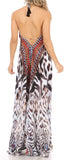 Vestido largo Sakkas Lizi para mujer, con cuello halter, corte alto y bajo, estilo pañuelo, para fiesta en la playa