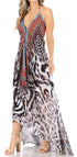 Vestido largo Sakkas Lizi para mujer, con cuello halter, corte alto y bajo, estilo pañuelo, para fiesta en la playa