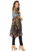 Sakkas Jenni Vestido caftán bohemio de longitud media para mujer con diamantes de imitación fluidos