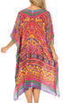 Sakkas Jenni Vestido caftán bohemio de longitud media para mujer con diamantes de imitación fluidos